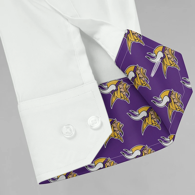 Chemise habillée boutonnée à manches longues Motion Stretch blanche Minnesota Vikings de J. Palmer pour homme