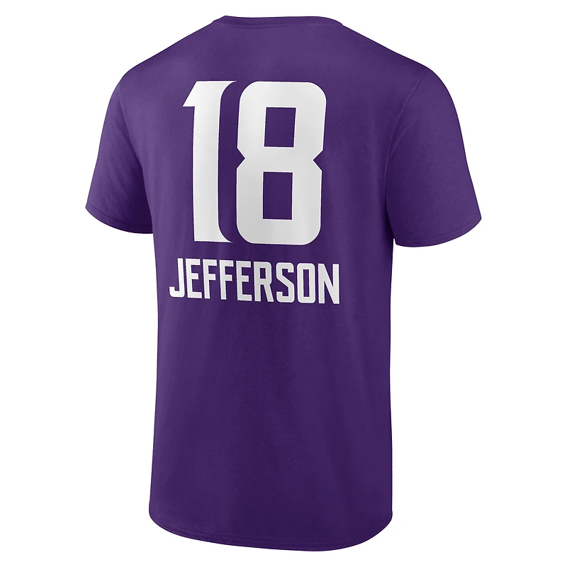T-shirt violet Justin Jefferson pour homme avec nom et numéro de l'équipe des Vikings du Minnesota