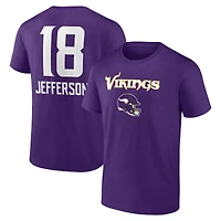 T-shirt violet Justin Jefferson pour homme avec nom et numéro de l'équipe des Vikings du Minnesota