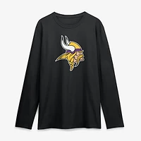 T-shirt à manches longues noir logo principal des Vikings du Minnesota pour homme