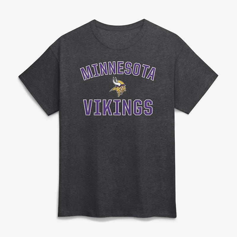 T-shirt homme en coton anthracite avec logo Minnesota Vikings et arche de la victoire