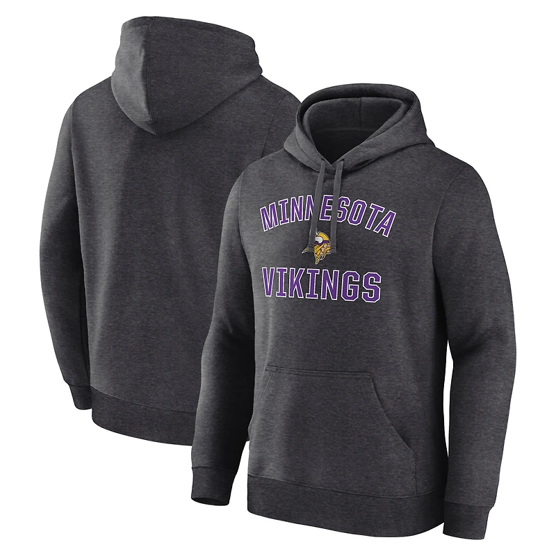 Men's Logo Athletic Heather Charcoal Minnesota Vikings Arch Victory Hoodie