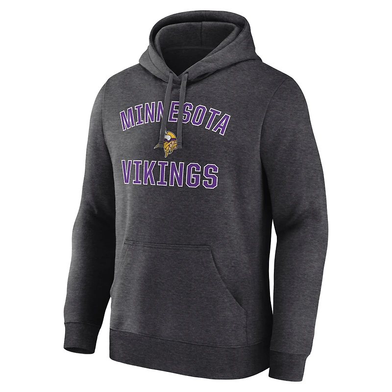 Men's Logo Athletic Heather Charcoal Minnesota Vikings Arch Victory Hoodie