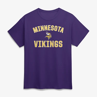 T-shirt homme violet en coton avec logo Minnesota Vikings et arche de la victoire