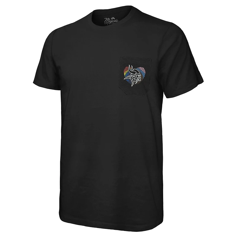 T-shirt noir à poche Majestic Threads pour hommes des Vikings du Minnesota