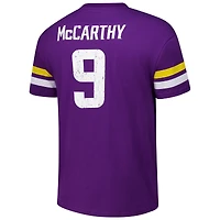 T-shirt surdimensionné violet Majestic Threads J.J. McCarthy pour homme, avec nom et numéro des Vikings du Minnesota