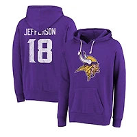 Majestic Threads pour hommes Justin Jefferson Violet Minnesota Vikings Nom et numéro Tri-Blend Pull à capuche