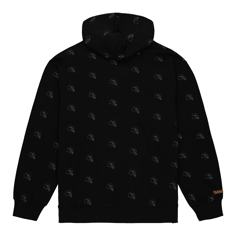 Men's Mitchell & Ness Black Minnesota Vikings Allover Print Fleece Pullover Hoodie