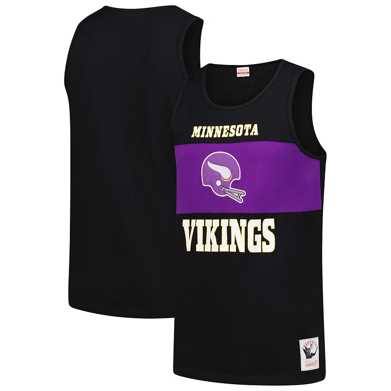 Men's Mitchell & Ness Black Minnesota Vikings Retro Colorblock Tank Top