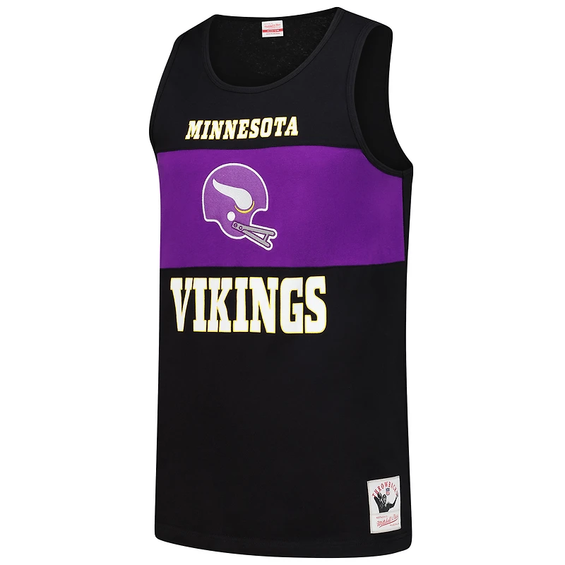 Men's Mitchell & Ness Black Minnesota Vikings Retro Colorblock Tank Top