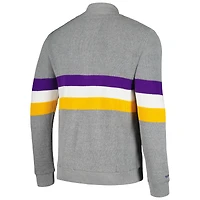 Men's Mitchell & Ness  Gray Minnesota Vikings Striped Full-Zip Cardigan Sweater