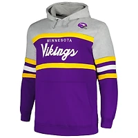 Sweat à capuche pour hommes Mitchell & Ness gris chiné/violet Minnesota Vikings Big Tall Head Coach