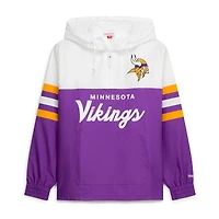 Veste coupe-vent anorak Mitchell & Ness violette pour homme, modèle Minnesota Vikings Head Coach, à fermeture éclair quart de pouce
