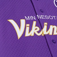 Maillot de mode Mitchell & Ness violet pour homme, Minnesota Vikings, entraîneur-chef, maille, boutons complets