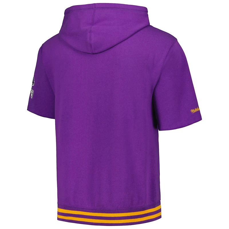 Sweat à capuche violet manches courtes d'avant-match des Vikings du Minnesota Mitchell & Ness pour hommes
