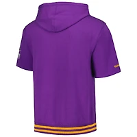 Sweat à capuche violet manches courtes d'avant-match des Vikings du Minnesota Mitchell & Ness pour hommes
