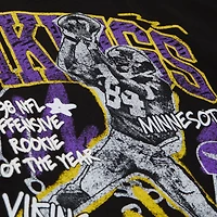 T-shirt graphique noir Mitchell & Ness Randy Moss pour homme, joueur des Vikings du Minnesota, avec inscription « Cheat Up »