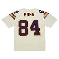 Men's Mitchell & Ness Randy Moss Cream Minnesota Vikings Chainstitch Legacy Jersey