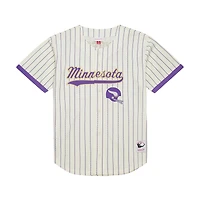 Men's Mitchell & Ness Randy Moss Cream Minnesota Vikings Name Number Mesh Button-Up Baseball Jersey