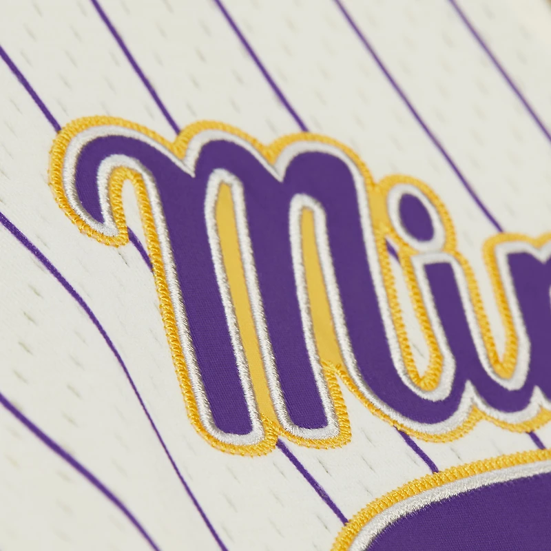Men's Mitchell & Ness Randy Moss Cream Minnesota Vikings Name Number Mesh Button-Up Baseball Jersey