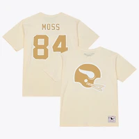 Men's Mitchell & Ness Randy Moss Cream Minnesota Vikings Sandman Name Number T-Shirt