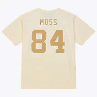 Men's Mitchell & Ness Randy Moss Cream Minnesota Vikings Sandman Name Number T-Shirt
