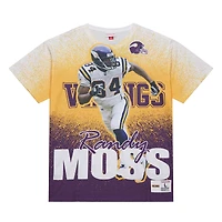 T-shirt Mitchell & Ness Randy Moss pour homme, joueur retraité des Minnesota Vikings Burst, gris