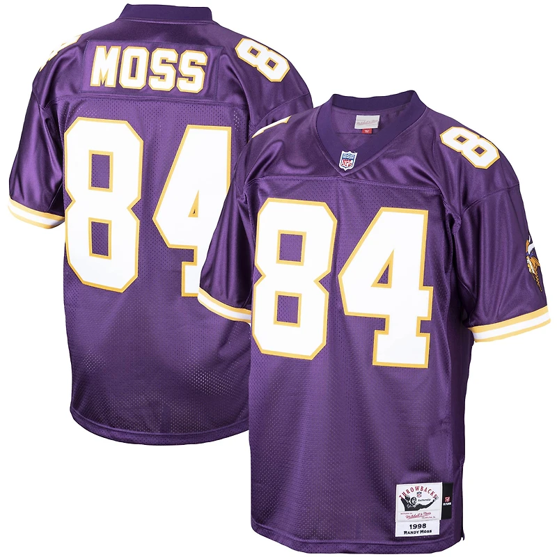 Maillot de joueur retraité authentique Mitchell & Ness Randy Moss violet Minnesota Vikings 1998 pour hommes