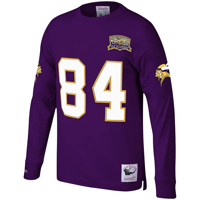 Haut à manches longues violet pour hommes Mitchell & Ness Randy Moss Minnesota Vikings Big Tall Nom et numéro du joueur retraité