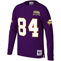 Haut à manches longues violet pour hommes Mitchell & Ness Randy Moss Minnesota Vikings Big Tall Nom et numéro du joueur retraité