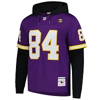 Men's Mitchell & Ness Randy Moss Purple Minnesota Vikings Player Name Number Hoodie Legacy Jersey