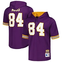 Men's Mitchell & Ness Randy Moss Purple Minnesota Vikings Retired Player Name Number Mesh Hoodie T-Shirt