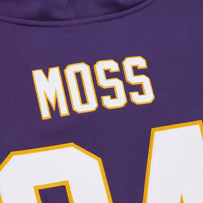 Men's Mitchell & Ness Randy Moss Purple Minnesota Vikings Retired Player Name Number Pullover Hoodie