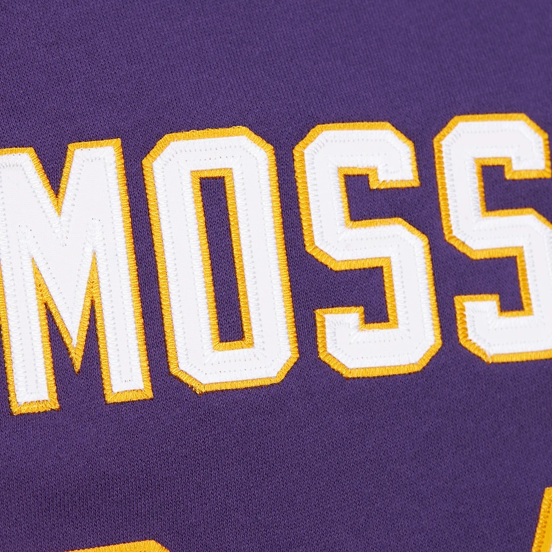 Men's Mitchell & Ness Randy Moss Purple Minnesota Vikings Retired Player Name Number Pullover Hoodie