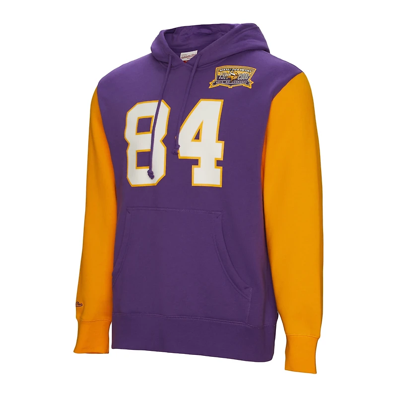 Mitchell & Ness Randy Moss Purple Minnesota Vikings Nom et numéro du joueur retraité pour hommes - Sweat à capuche