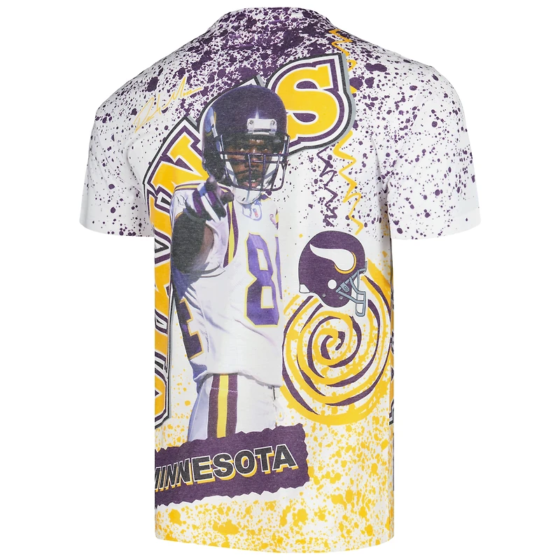 Mitchell & Ness Randy Moss blanc Minnesota Vikings nom et numéro du joueur retraité Burst T-shirt