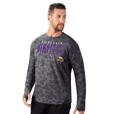 T-shirt à manches longues camouflage noir pour homme MSX by Michael Strahan Minnesota Vikings