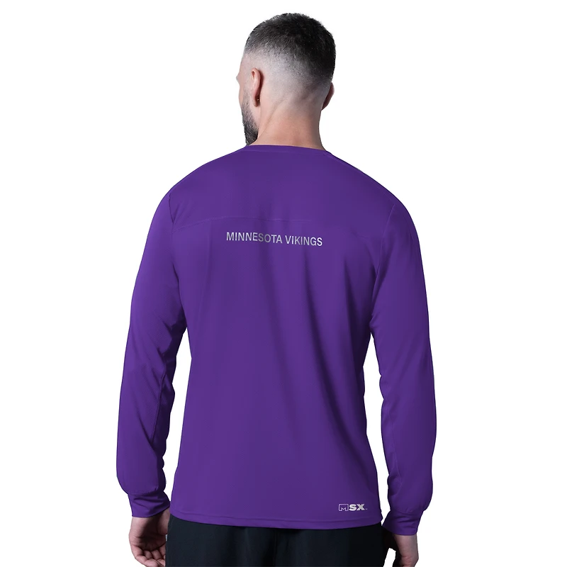 T-shirt à manches longues violet MSX par Michael Strahan pour homme, attaquant des Vikings du Minnesota