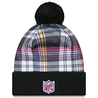 Bonnet en tricot à revers avec pompon NFL Crucial Catch 2024 Minnesota Vikings New Era noir pour homme