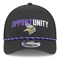Casquette ajustable New Era noire Minnesota Vikings 2025 Inspire Change 9FORTY M-Crown pour homme