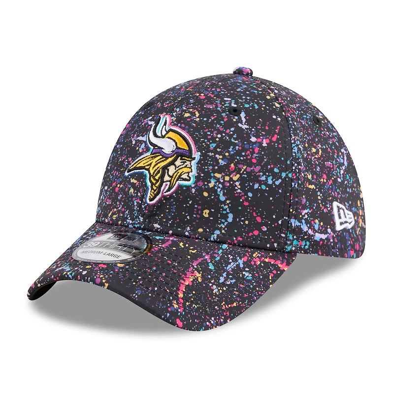 Casquette New Era noire Minnesota Vikings 2025 NFL Crucial Catch 39THIRTY Flex pour homme