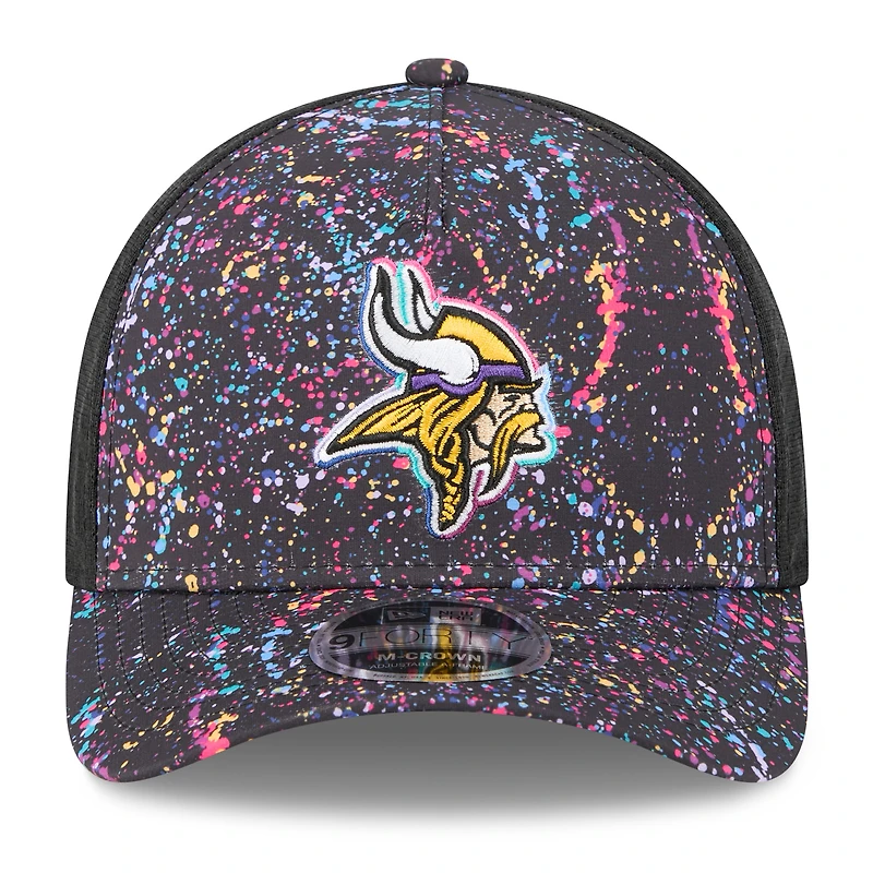 Casquette ajustable 9FORTY Crucial Catch 2025 NFL pour homme, modèle New Era noir des Vikings du Minnesota