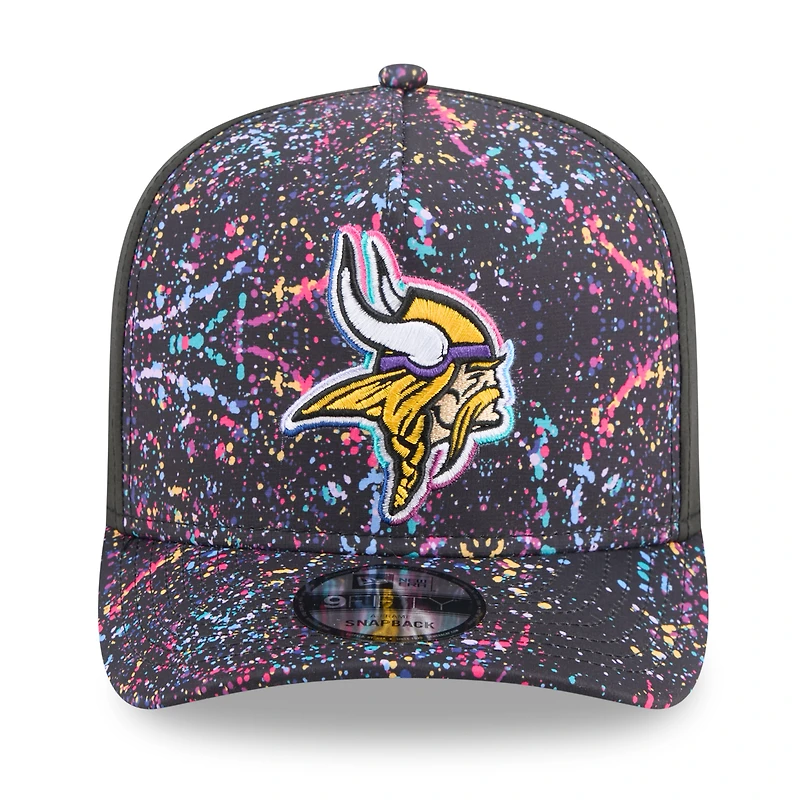 Men's New Era Black Minnesota Vikings 2025 NFL Crucial Catch A-Frame 9FIFTY Snapback Hat