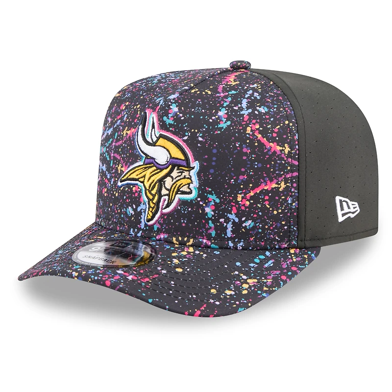 Men's New Era Black Minnesota Vikings 2025 NFL Crucial Catch A-Frame 9FIFTY Snapback Hat