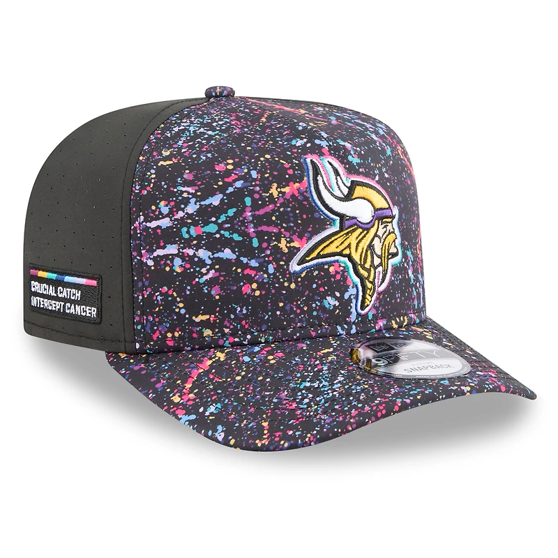 Men's New Era Black Minnesota Vikings 2025 NFL Crucial Catch A-Frame 9FIFTY Snapback Hat
