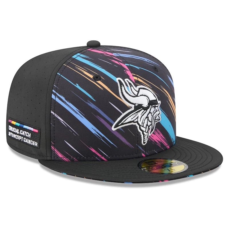 Casquette ajustée New Era noire Minnesota Vikings 2026 NFL Crucial Catch 59FIFTY pour homme