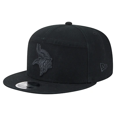 Men's New Era Black Minnesota Vikings Adventure Canvas Split Panel 9FIFTY Snapback Hat