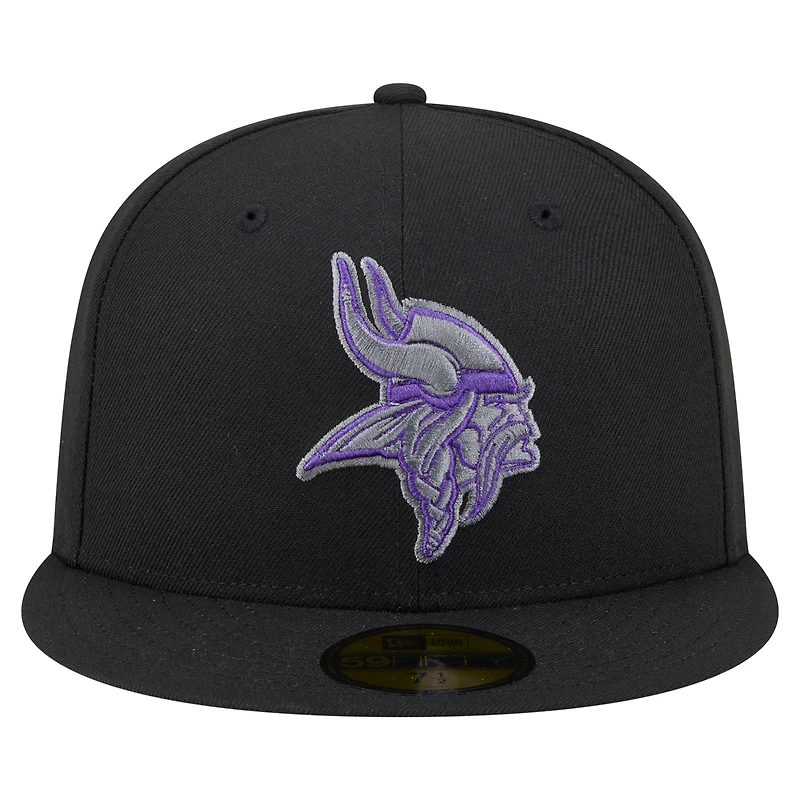 Men's New Era  Black Minnesota Vikings Color Pop 59FIFTY Fitted Hat
