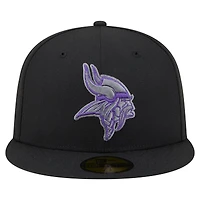 Men's New Era  Black Minnesota Vikings Color Pop 59FIFTY Fitted Hat