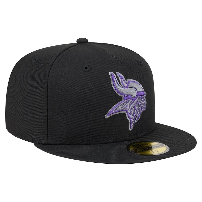 Men's New Era  Black Minnesota Vikings Color Pop 59FIFTY Fitted Hat
